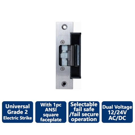 Camden 'Universal' Low Profile Gr. 2 Electric Strike with 1pc ANSI square face plate