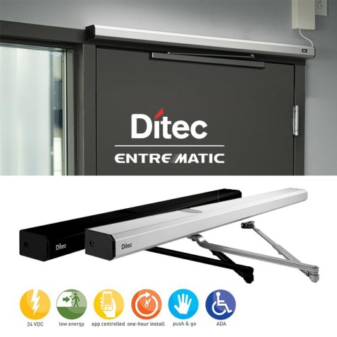 Ditec HA7 Slim Low Energy Door Operator for Interior Doors, Bronze Color