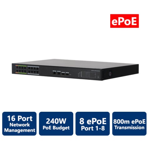 16-Port PoE Switch with 8-Port ePoE