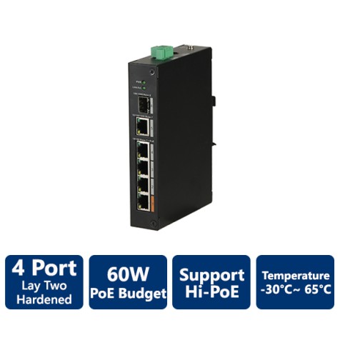 4-Port Lay Two Hardened PoE Switch