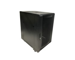 18U Floor Standing Server Cabinet - 80cm Extra Deep, Metal Door, Heavy Duty Caster, Fan & Shelf