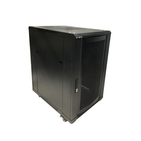 18U Floor Standing Server Cabinet - 80cm Extra Deep, Metal Door, Heavy Duty Caster, Fan & Shelf