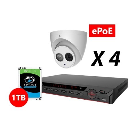 4 Channel 4 POE Port 4K H.265 NVR and Four 4K STARLIGHT TRUE WDR IR IP POE TURRET camera 2.8 MM FIXED lens Kit