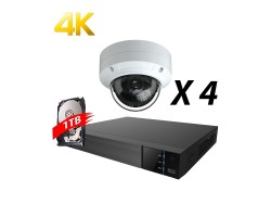 4 Channels, 4 Cameras 4K IP Kit, White