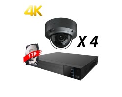 4 Channel, 4 IP 4K Cameras, EyeOnet Kit, Grey