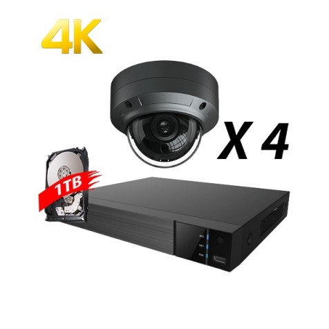 4 canaux, 4 caméras IP 4K, kit EyeOnet, gris