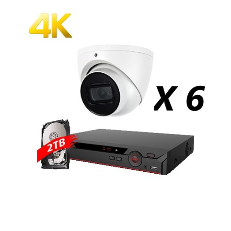 8 Channel, 6 Cameras 4K HD Kit, White, EyeOnet