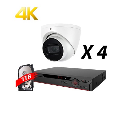 4 Channel, 4 Cameras 4K HD Kit, White, EyeOnet