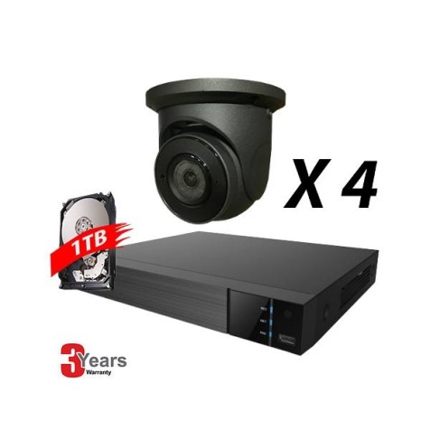 4 Channel, 4 IP 5MP Cameras, EyeOnet Kit, Grey