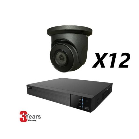 16 Channel, 12 IP 5MP Cameras, EyeOnet Kit, Grey