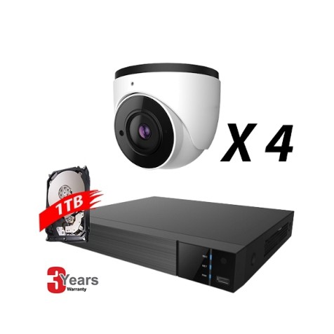 4 Channel, 4 IP 4K Cameras, EyeOnet Kit, White