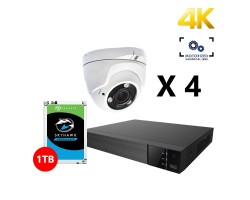 Four 4K HD Analog Motorized Turret White Cameras Kit, EyeOnet