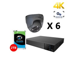 Six 4K HD Analog Motorized Turret Grey Cameras Kit, EyeOnet