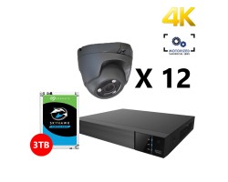 Twelve 4K HD Analog Motorized Turret Grey Cameras Kit, EyeOnet