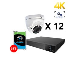 Twelve 4K HD Analog Motorized Turret White Cameras Kit, EyeOnet