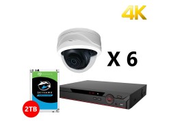 Six 4K IP Starlight Dome White Cameras Kit, Dahua OEM