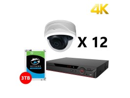 Twelve 4K IP Starlight Dome White Cameras Kit, Dahua OEM