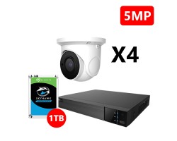 Four 5MP IP Eyeball White Cameras Kit, EyeOnet