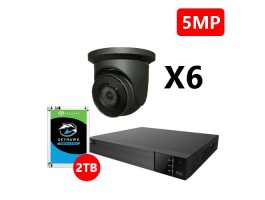 Six 5MP IP Eyeball Black Cameras Kit, EyeOnet