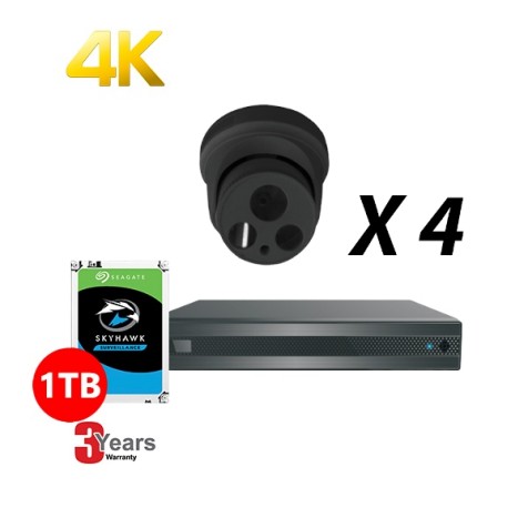 4 Channel, 4 HD 4K Cameras, EyeOnet Kit, Grey
