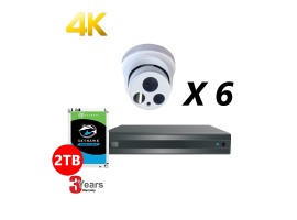 8 Channel, 6 HD 4K Cameras, EyeOnet Kit, White