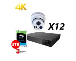 16 Channel, 12 HD 4K Cameras Kit, White,  EyeOnet