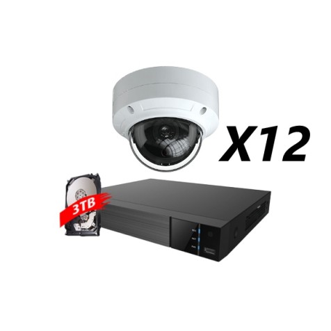 16 Channel, 12 Cameras 5MP IP Kit, White