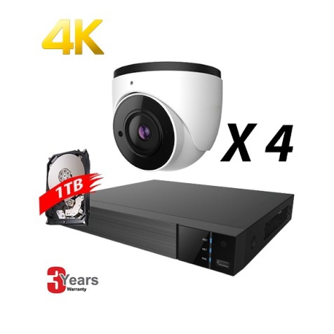 4 Channel, 4 IP 4K Cameras, EyeOnet Kit