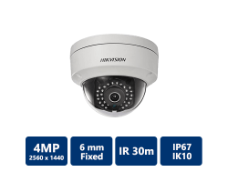 Hikvision DS-2CD2142FWD-IS 4 Megapixel Outdoor IR Network Vandal Dome, 6mm