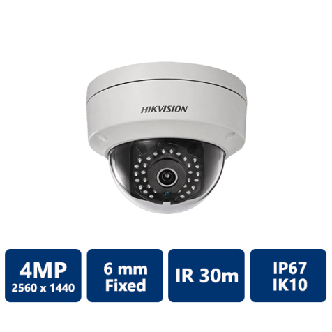 Hikvision DS-2CD2142FWD-IS 4 Megapixel Outdoor IR Network Vandal Dome, 6mm