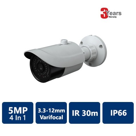 EYEONET 5 MP 4-In-1 IR Water-resistant Bullet, 3.3-12mm varifocal lens