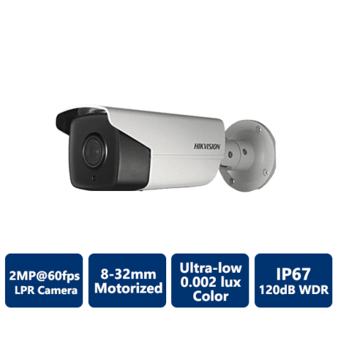 Hikvision 2MP Ultra-Low Light License Plate Capture & Recognition Bullet, 8-32mm motorized lens