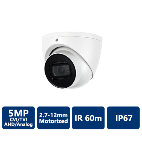 5MP 4-In-1 HD Analog IR Eyeball, 2.7-12mm Motorized