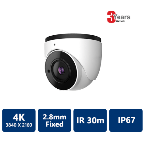 EYEONET 4K Ultra HD IP IR Water-resistant Eyeball, 2.8mm Fixed