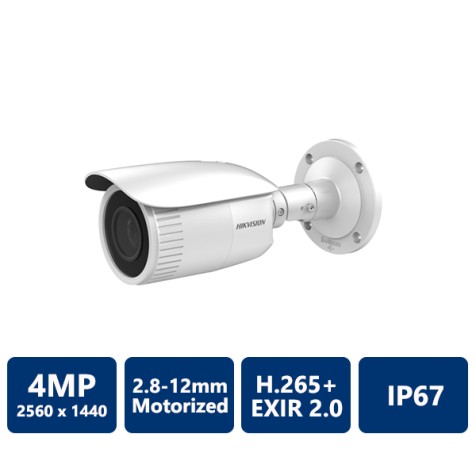 Hikvision 4MP Outdoor EXIR 2.0 Network Bullet, 2.8-12mm Motorized