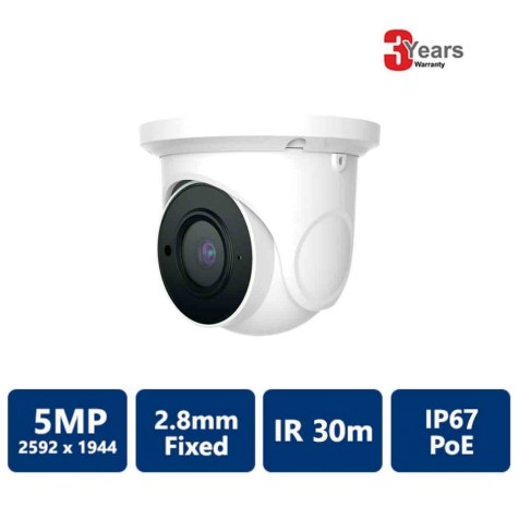 5MP IP IR Water-resistant Eyeball, 2.8mm Fixed Lens