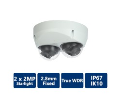 2x2MP Starlight True WDR IR IP Mini Dome