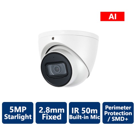 5MP AI IP Starlight Turret Camera, White