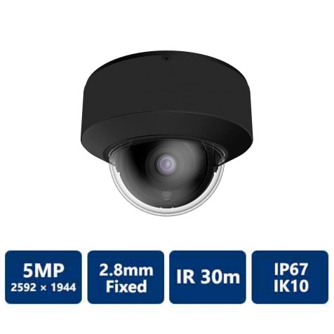 EYEONET 5MP IP IR Water-resistant Vandal Dome, 2.8mm Fixed (Grey)