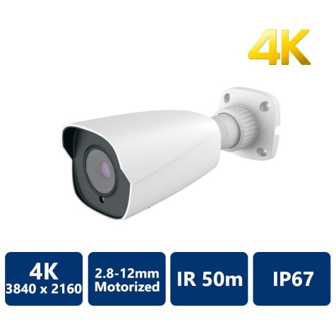 EYEONET 4K Ultra HD IP IR Water-resistant Bullet, 2.8-12mm Motorized