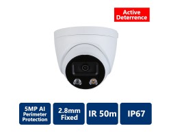 5MP AI Active Deterrence 24/7 Full Color 50m IR IP AI Turret, 2.8mm fixed