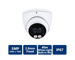 5MP Full Color 4-In-1 HD Analog White Light, 2.8mm Fixed, Turret Camera
