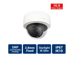 5MP 4-in-1 HD Analog IR, 2.8mm Fixed, Vandal Dome Camera