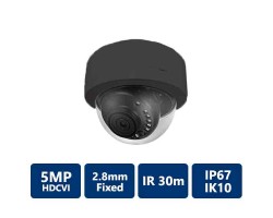5MP HDCVI IR, 2.8mm Fixed, Black Vandal Dome Camera