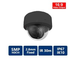 5MP HDCVI IR, 2.8mm Fixed, Black Vandal Dome Camera, S2