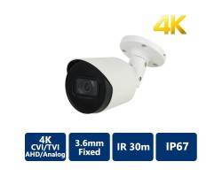 4K UHD 4-In-1 HD Analog IR, 3.6mm Fixed, Bullet Camera
