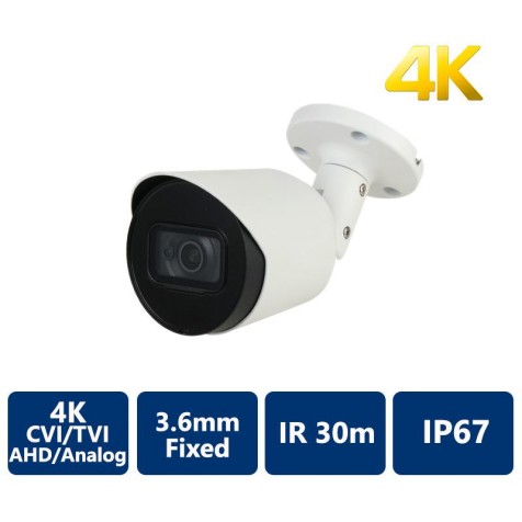 4K UHD 4-In-1 HD Analog IR, 3.6mm Fixed, Bullet Camera