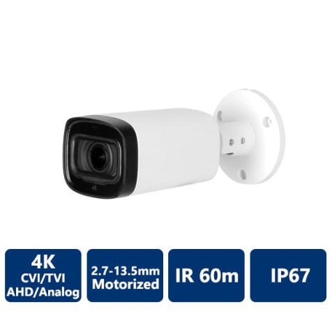 4K 4-In-1 60m IR, 2.7-13.5mm Motorized, Bullet Camera