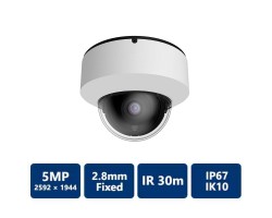 EYEONET 5MP IP IR Water-resistant, 2.8mm Fixed, Vandal Dome Camera