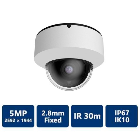 EYEONET 5MP IP IR Water-resistant, 2.8mm Fixed, Vandal Dome Camera